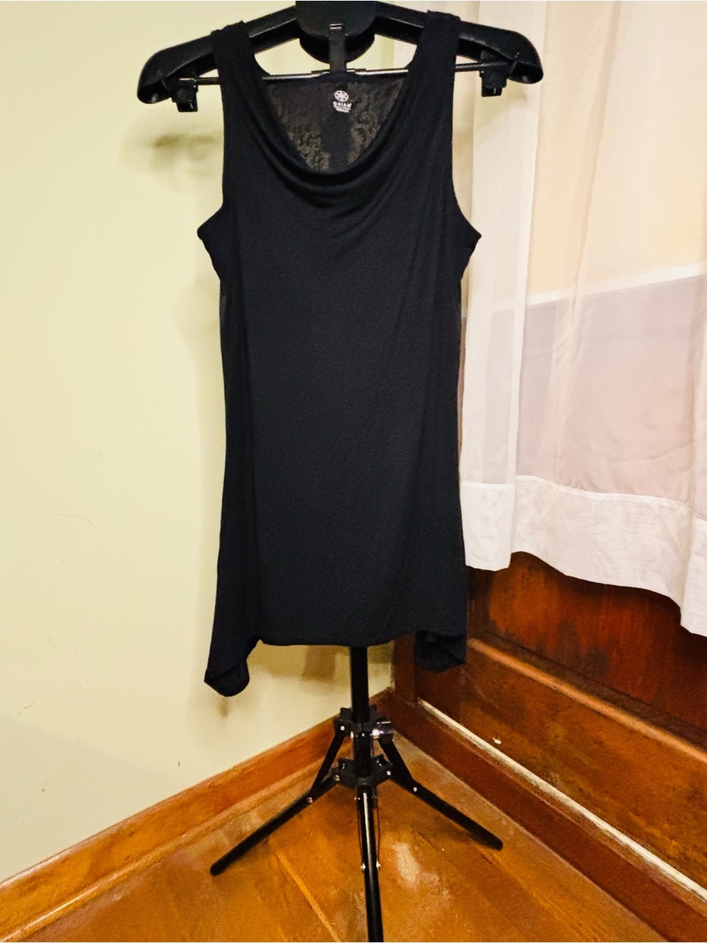 Gaiam Women’s Black Sleeveless Drape Neck Top